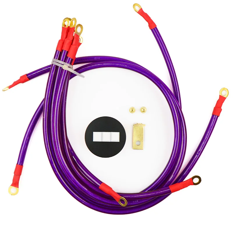 Racing 10MM 6 Point Octagon 6 in 1 Car Battery Earth Ground Grounding Wire Cable Kit System High Quality