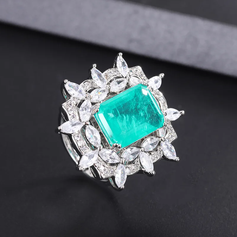 925 Sterling Silver /Copper Jewellery Sets Zircon Necklace Earring And Ring Women Bridal Wedding Fashion Jewelry Set For Girls