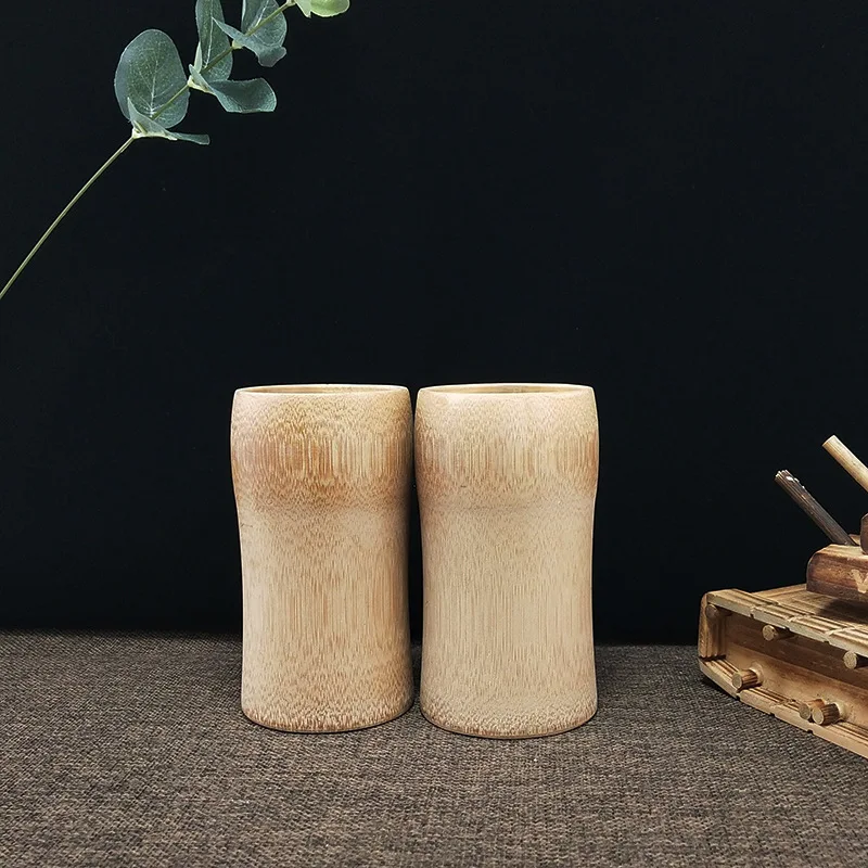 Friendly Custom Logo Water Coffee Tea Cup Natural Drinking Reusable Tube Fiber Bamboo for Sake