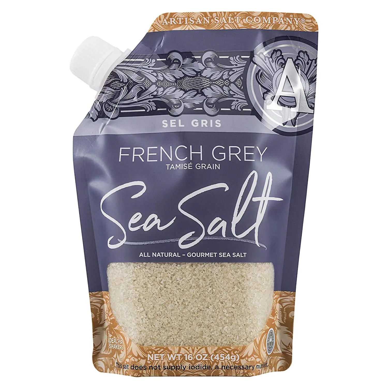 Organic Pack Bag Wholesale Free Shipping Natural 16 Ounce Sel Gris French Grey Tamise Spout Pouch Sea Salt