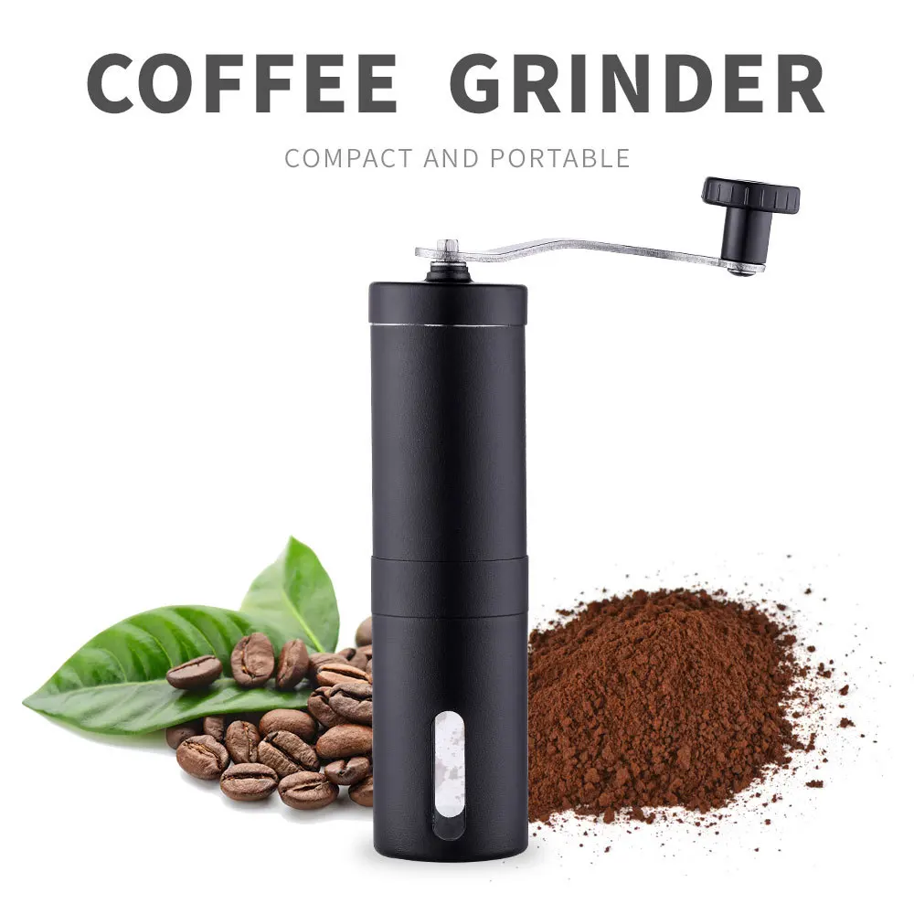 Factory customized black painting portable coffee mill metal mini manual coffee bean grinder for sale