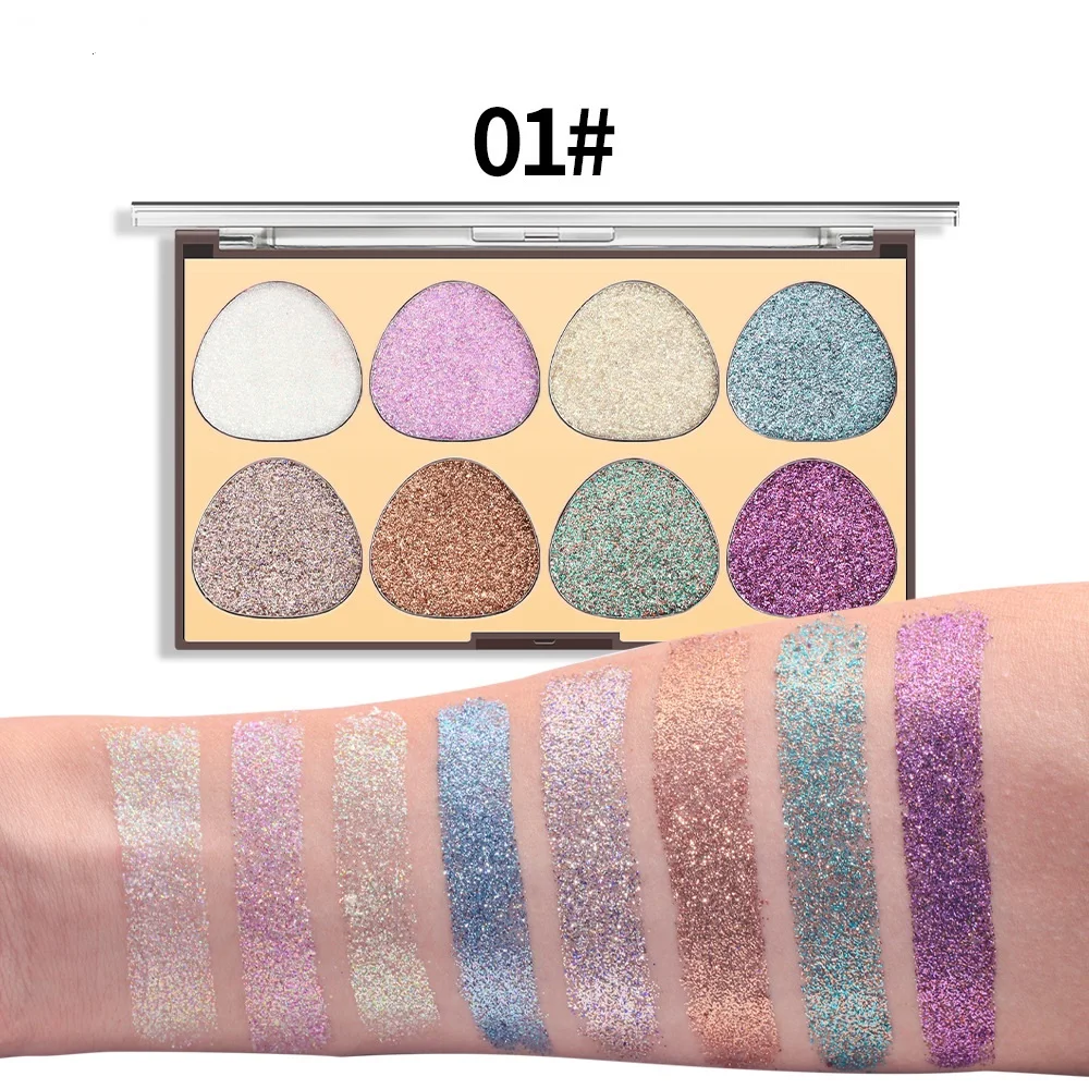 8 color wholesale diamond cute custom loose pressed shimmer matte glitter gel eyeshadow palettes liner eye shadow  pigmented