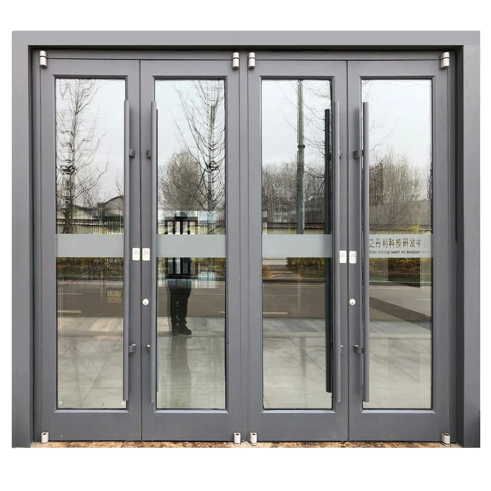 China Factory Corner Doors Commercial KFC Shop Front Door Double Swing Glass Entry Door