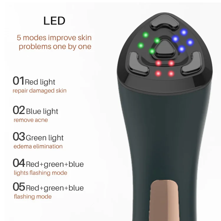 Skin Rejuvenation Face Care Beauty Device Eye Massager Red Blue Green LED Light Therapy Galvanic RF&EMS Facial Massager