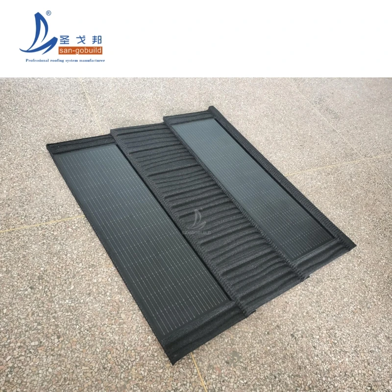 Greece Red Photovoltaic Stone Coated Metal Solar Roof Tiles for Stylish and Energy-Efficient Roofing Systems