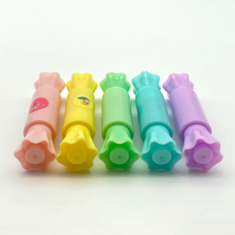 manufacturers custom promotional 4 5 6 colors water based mini cute candy shape dual tip highlighter pen kawaii marker for kids