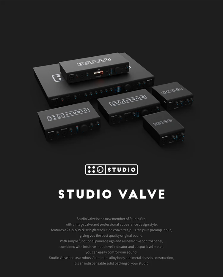 Midiplus Studio Valve Professional 2 In 2 Out High Performance Audio Interface Valve Inside USB Sound Card with Tube and OTG