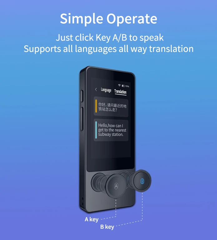 
126 Language Translator All Way Translation Smart Pocket Portable Voice Translator, Business Study Travel 
