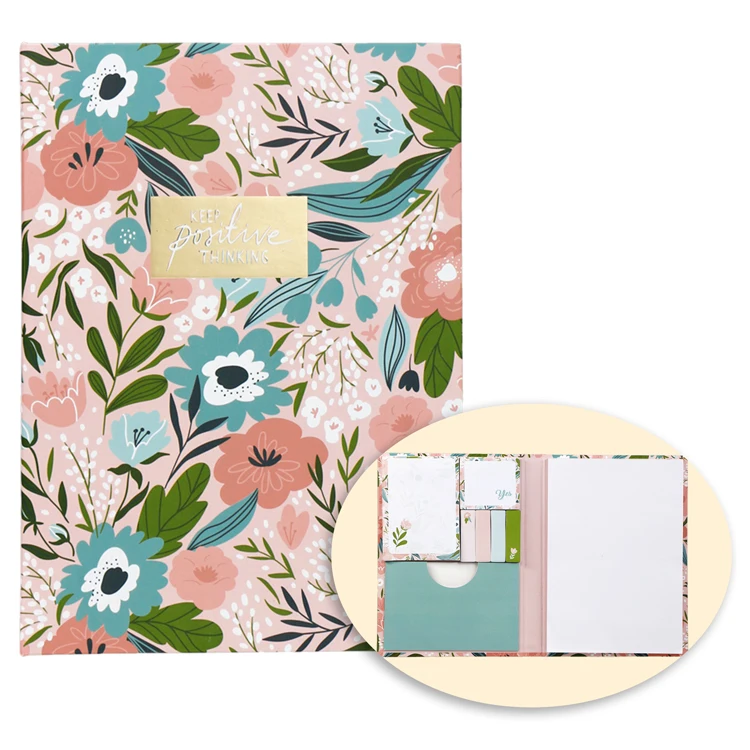 Personalized Hardcover Floral Sticky Notes Set with pocket Colorful Design Sticky Notes with Writing Memo