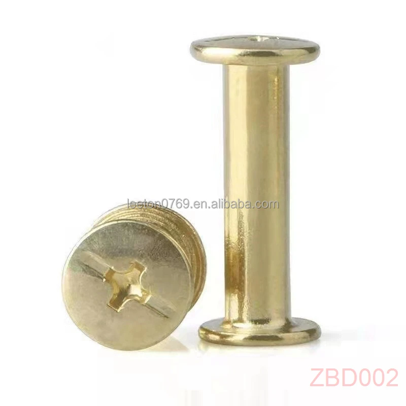 Stock supply 4mm - 295mm long gold metal binding chicago screws for menu and books