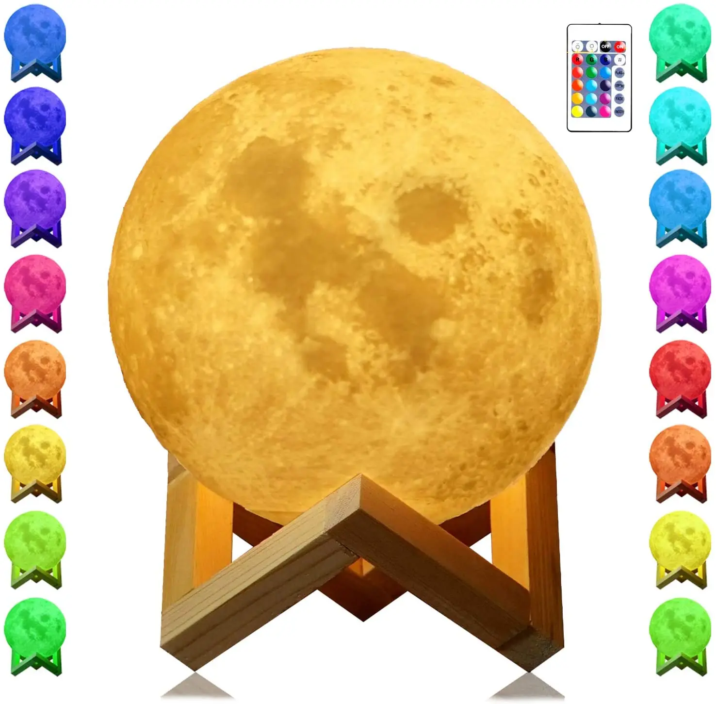 Moon Lamp Moon Night Light Touch Contral Brightness 3D Printed 4.7IN Lunar Lamp for Kids Gift