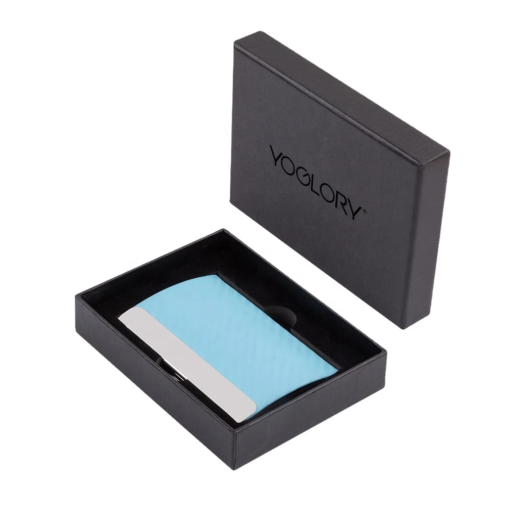 YOGLORY high quality custom logo PU business name card holder with box