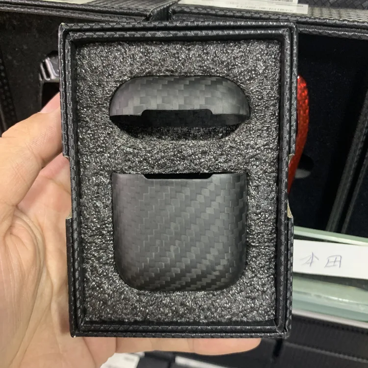 Earphone Case Ultra Thin Black Real Carbon Fiber Protective Case Cover For Airpods 1 2 Case