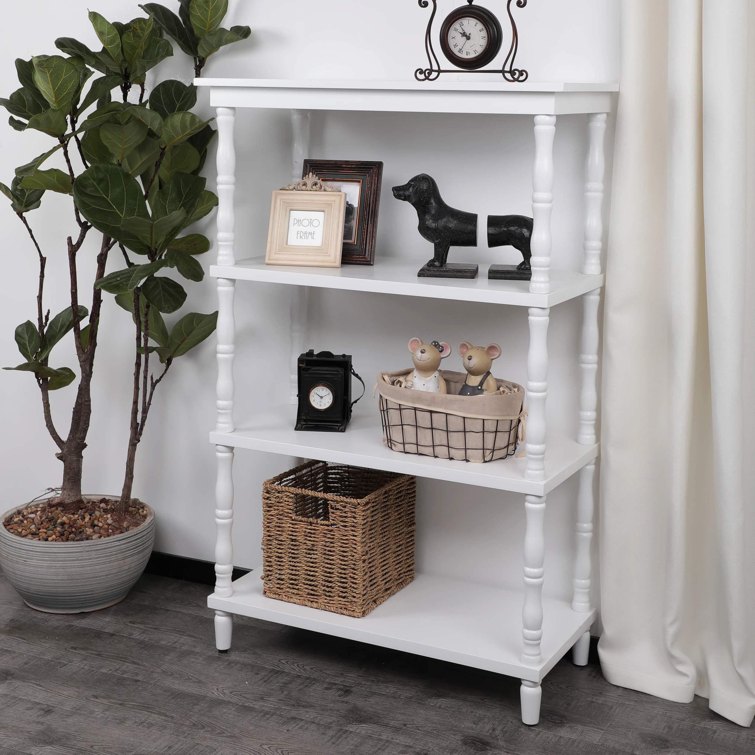 Modern Four-Layer Open Solid Wood Display Stand Furniture Cupboard Dining Sideboard