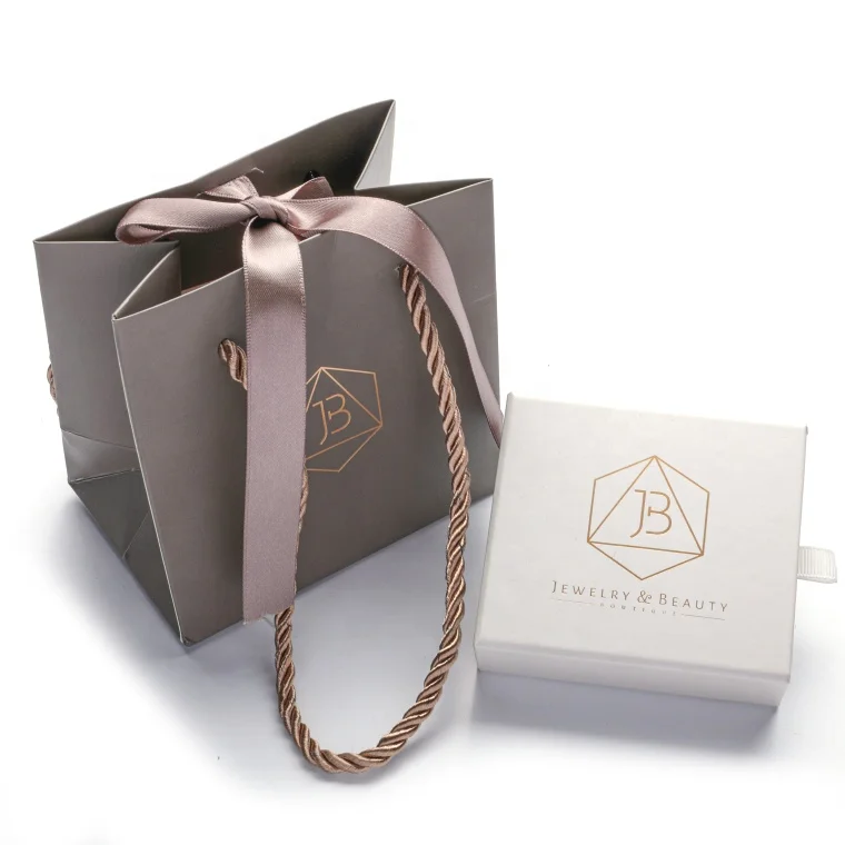Nice paper bag with logo print with jewelry paper box
