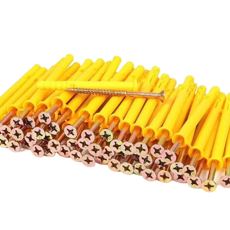 Small Yellow Plastic Expansion Plug Pipe Anchor Wall Plug Screw Nylon Expansion