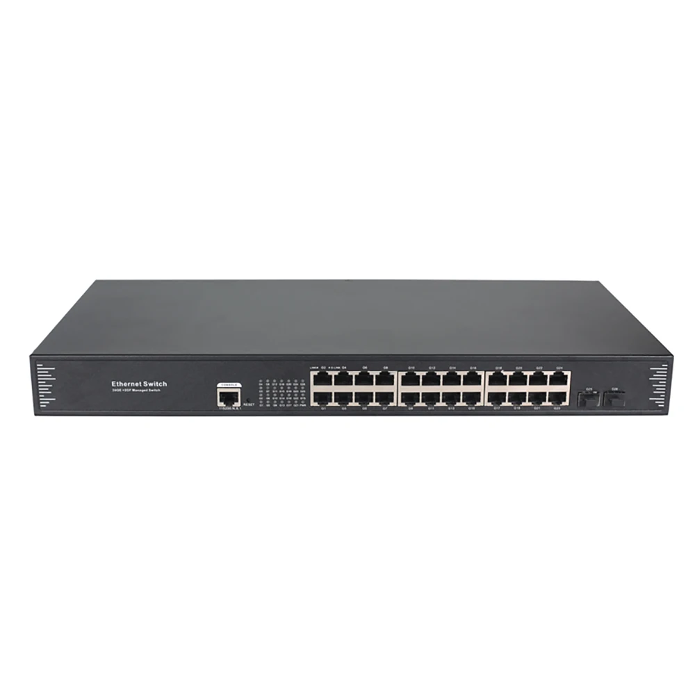 HZGWS H3026FM L2 + 26-портовый гигабитный управляемый коммутатор Ethernet 24 порта RJ45 2 SFP восходящего канала для IP-камеры видеонаблюдения