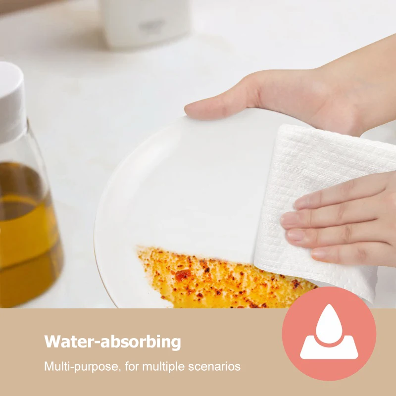 100% Wood pulp disposable wipes Kitchen Cleaning Dish Cloth Lazy Rag Scouring Pad Oil-free Disposable Dish  Cleaning Rags