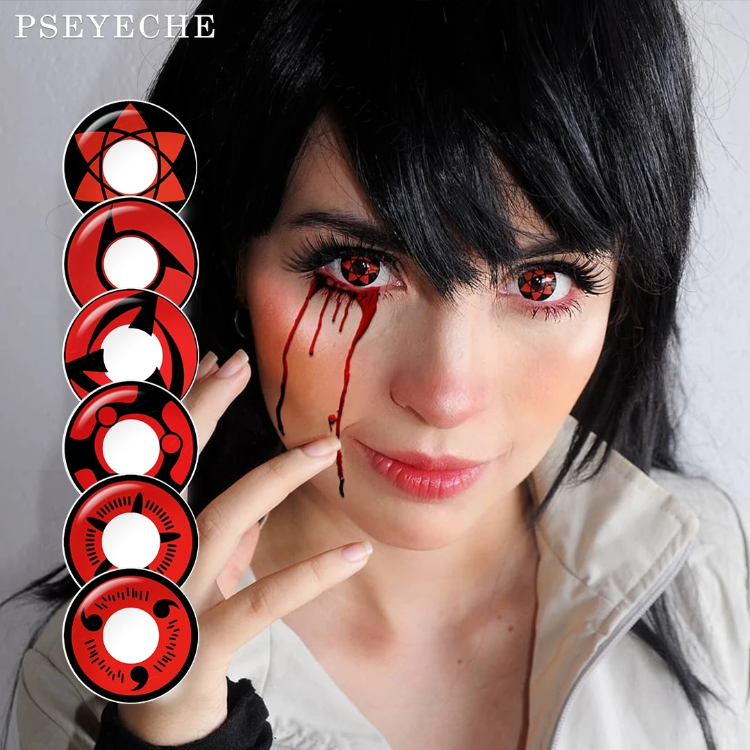PSEYECHE Crazy eye contact lenses sharingan contact lens Halloween Cosplay eye Contacts 17 22 mm Sclera Lens
