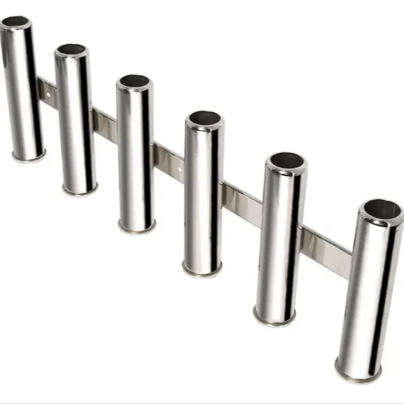 Wall Mounted Fishing Rod Holder for Boat Stainless Steel 6 Link Tube Fishing Rod Rack