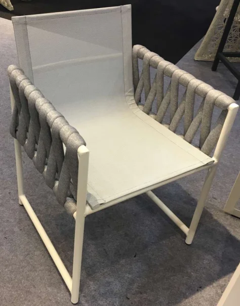 Leisure Waterproof Bistro Terrace Rope Woven Dinning Chair Aluminium Outdoor Furniture for Garden Home Furniture Dining Chair