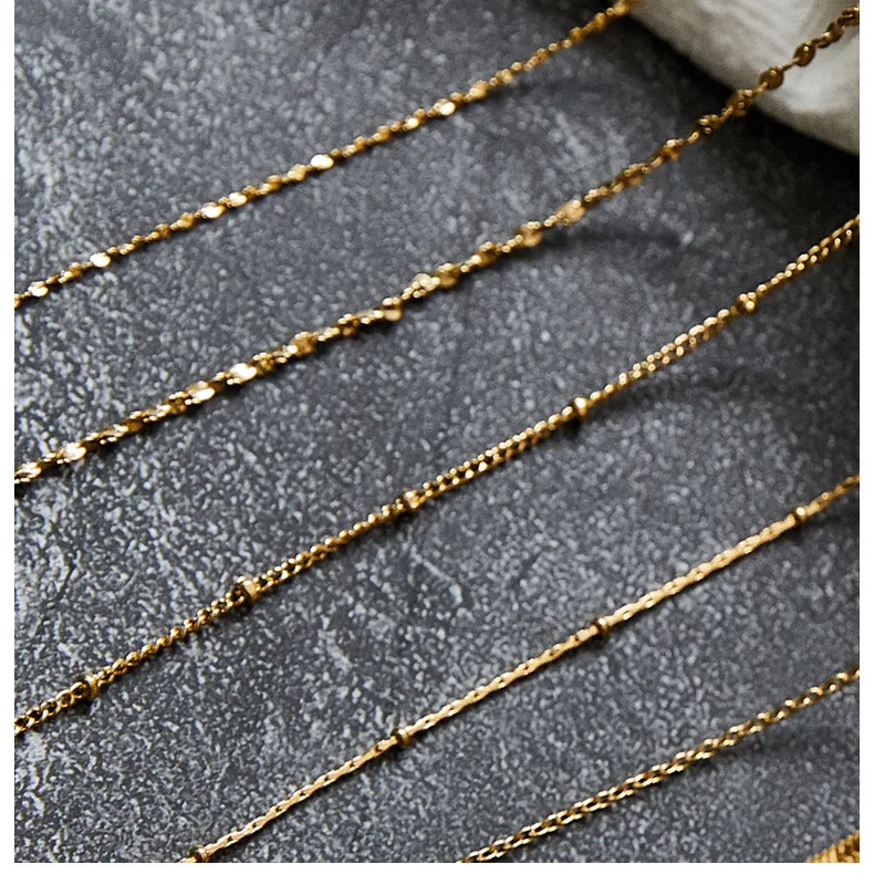 Stainless Steel 18K Gold Plated Box Snake Rope Figaro Lip Universal Chain necklace DIY Layered  Chain Choker Necklace