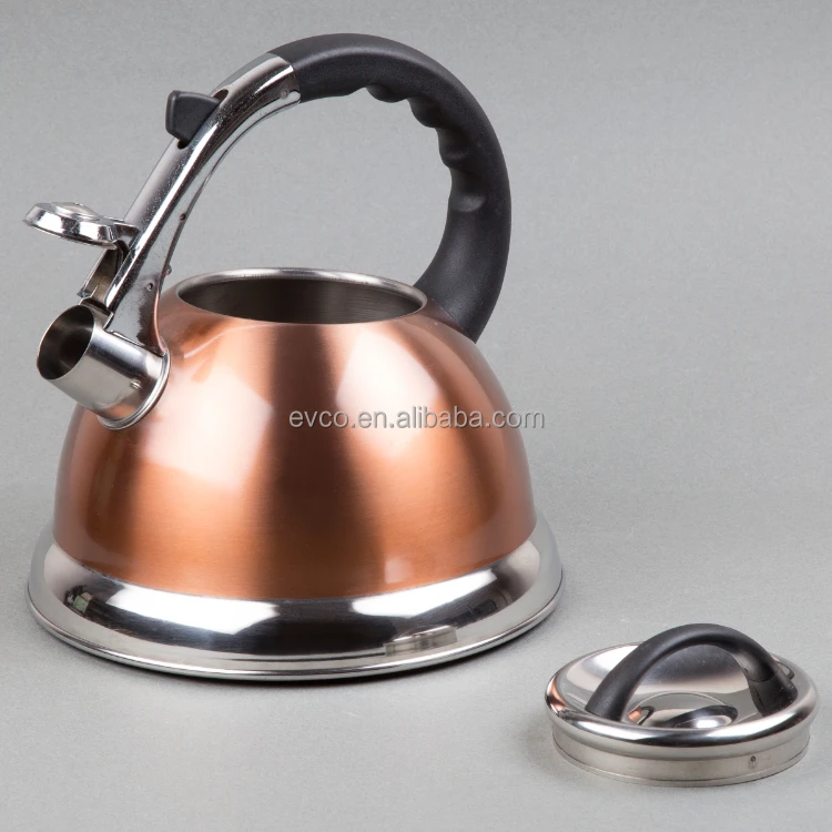 Camille 3.0 Qt. Stainless Steel Whistling Tea Kettle in Copper Color