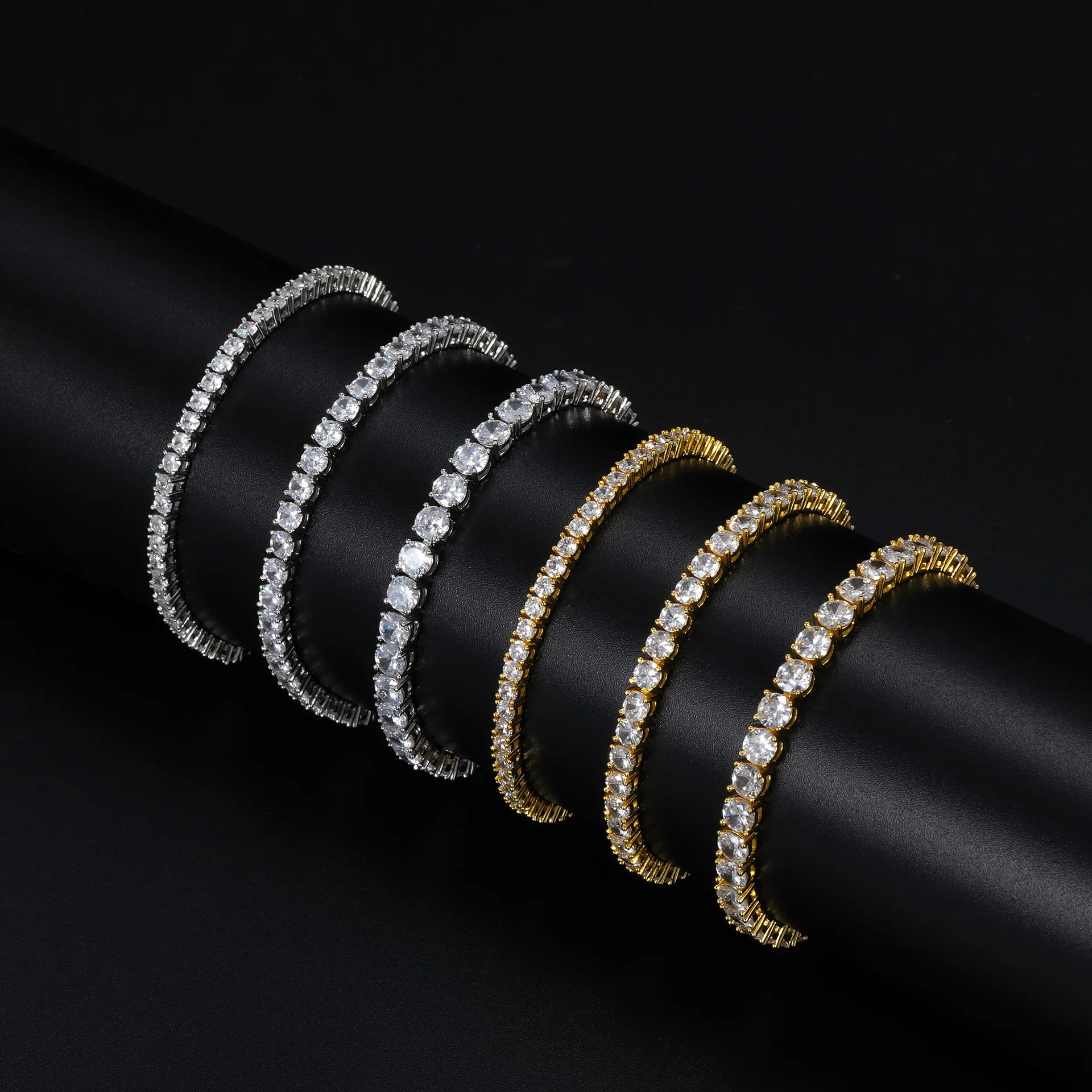 6mm diamond women bling bracelet tennis chain cuban link hip hop jewelry