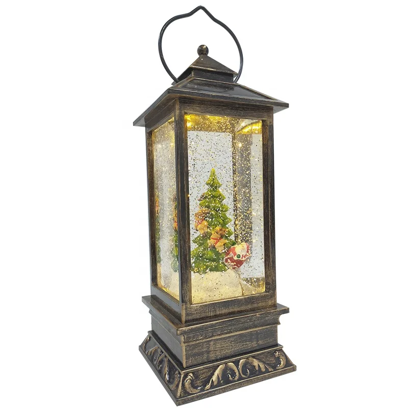 Low MOQ glittering tabletop Promotional Decoration Flying Santa Reindeer in Sleigh Led Electric Christmas Snow Globe For Sale