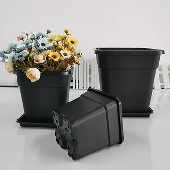 Factory wholesale Durable Seeding Square Citrus De Fleurs 1 2 3 5 6 7 10 15 20 25 Gallon Black Plant Pots Plastic Planter