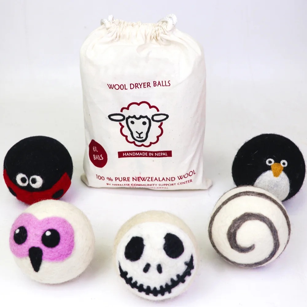 Premium Multiple Design Felt Dryer Laundry Balls Top Selling Merino Wool Eco Friendly Softener Reusable Balls Made in Nepal