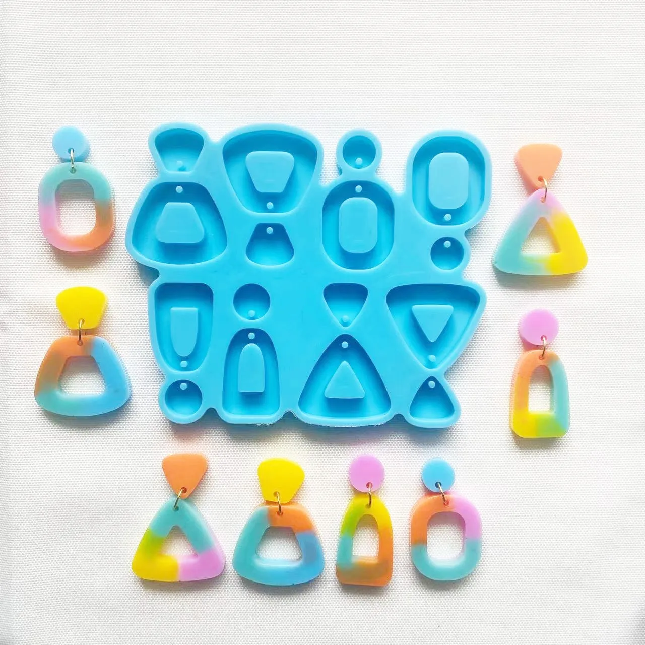 Drop glue silicone 2024 new multiple irregular earrings combination pendant jewelry silicone mold for DIY handmade