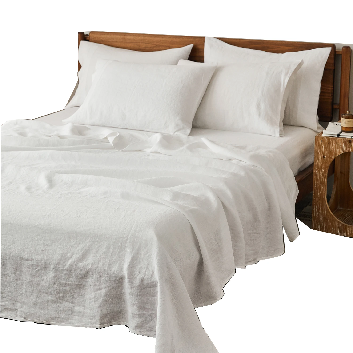 USA luxury  wedding white wash stone  100% natural france linen bed sheet bedding set hotel linen sheet sets