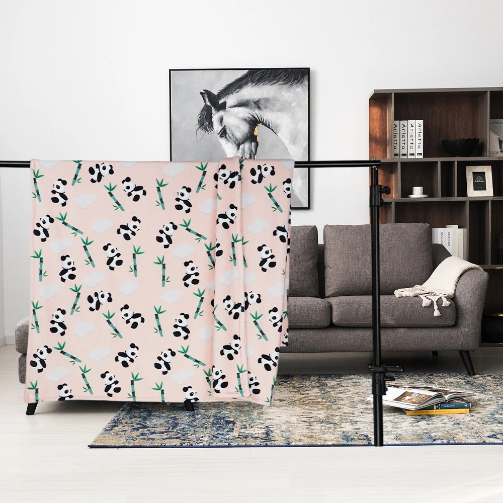 Luxury Plush Polyester Customized Soft Printed Bedding Throw Custom Logo Flannel and Fleece Blanket with Design on Both Sides