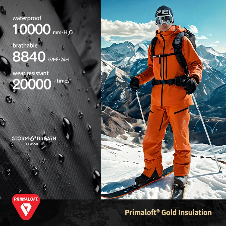 Pelliot Professional Men Outdoor Winter Waterproof Snow Ski Pants Sportswear primaloft gold 80g insulation ski pants