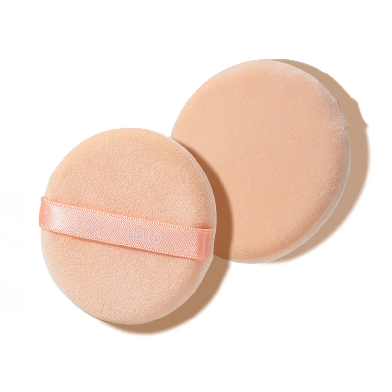 Private Label Beauty Loose Mineral Flocking Puff Cosmetic Soft Round Velour Face Air Cushion Puff Cotton Makeup Tool Powder Puff
