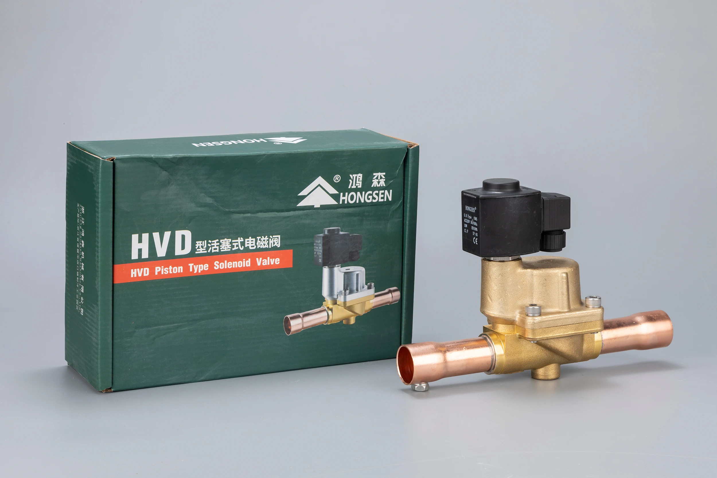 HONGSEN Ip65 Waterproof Coil HV Piston Type Solenoid Valve Refrigeration For Air Conditioning Systems Solenoid Valve
