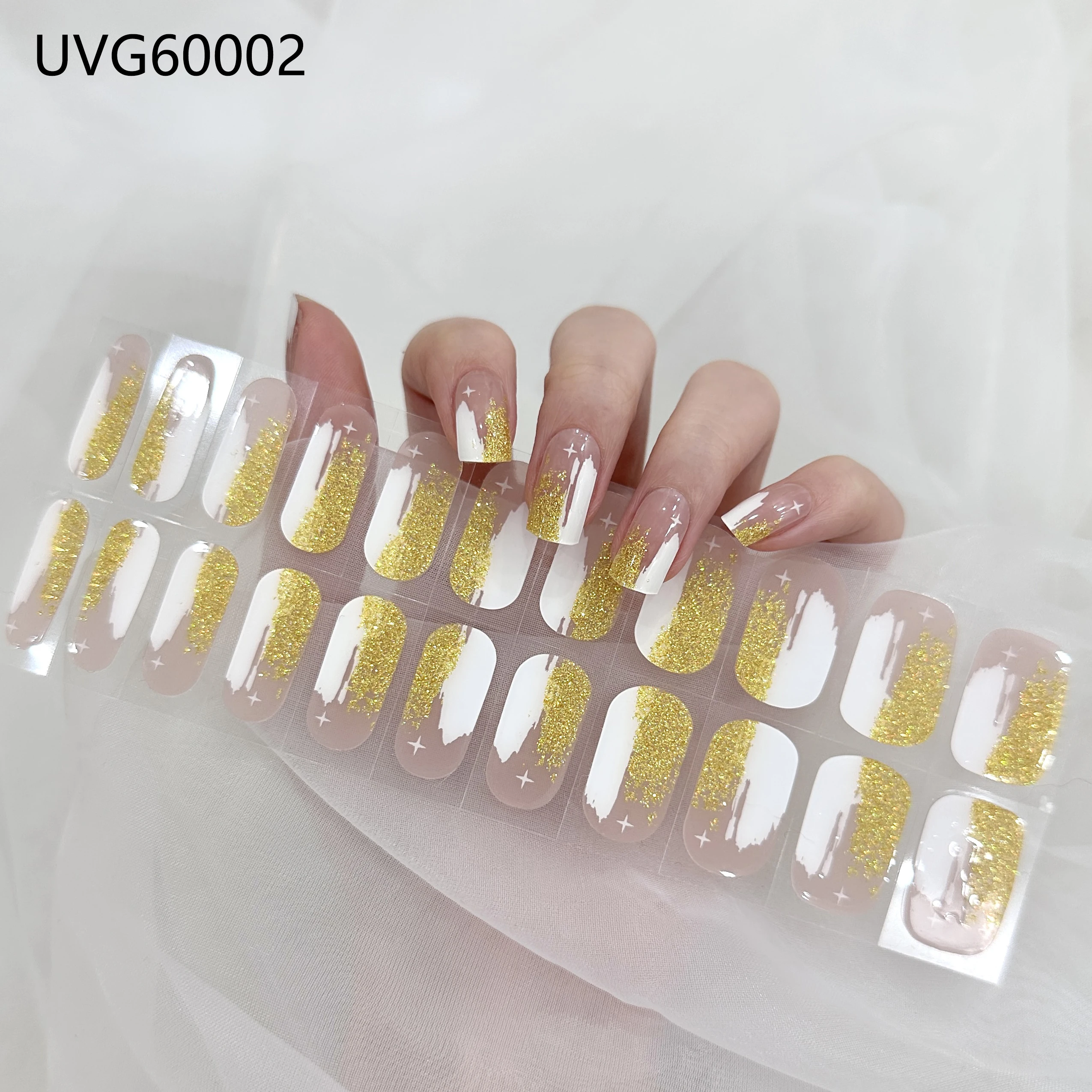 Mobray Wholesale Semi Cured Gel Nail Stickers Non-Toxic Long Lasting Real Full Cover UV Semi Cured Gel Nail Wraps