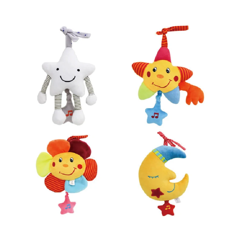 SEEJOYOU OEM Custom Wholesale Cute Rabbit Elephant Animal Plush Toy With Teething Kids Baby Stroller Hanging Bear Soothing Toys