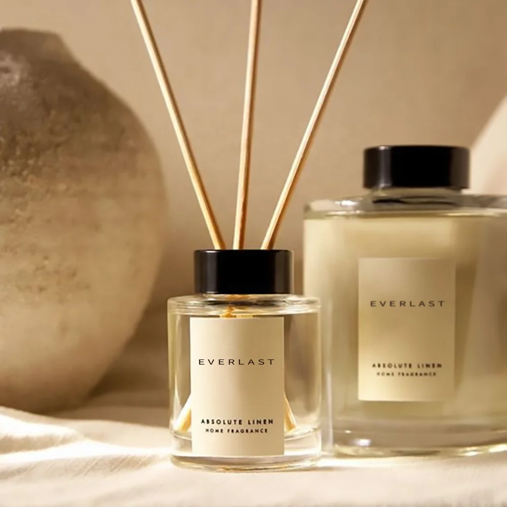 Luxury Glass Reed Diffuser Bottle 100ml 150ml 200ml 500ml round Shape Empty Clear with Custom Logo for Gift Packaging