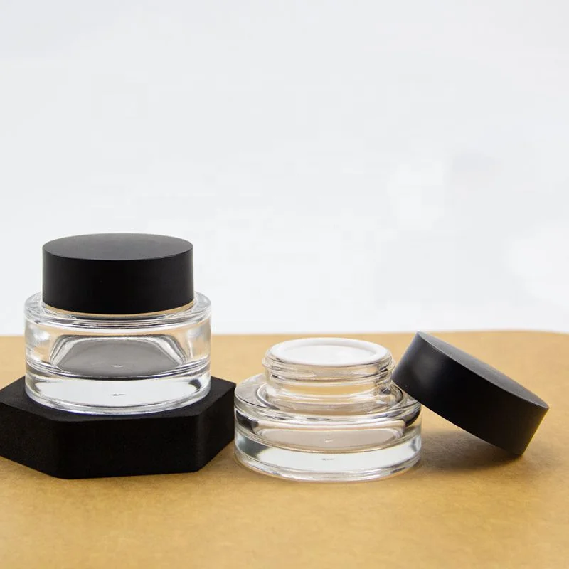 Transparent Clear Glass Jar Cream Bottle 30g 50g Empty Glass Lip Balm Containers Wide Mouth Cosmetic Jars