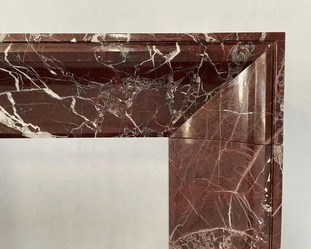 Contemporary Italian Rosso Levanto Red Marble Fireplace Surround Simple Design Interior Decor