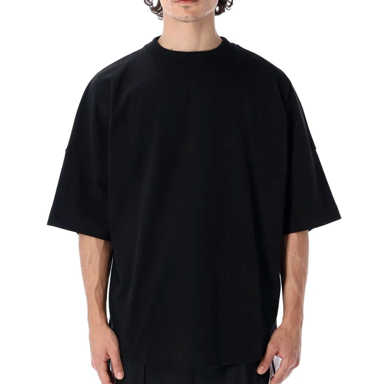 240gsm 100% Cotton Single Jersey Fabric Black T shirt Custom Logo Oversized Big And Tall T shirt For Men