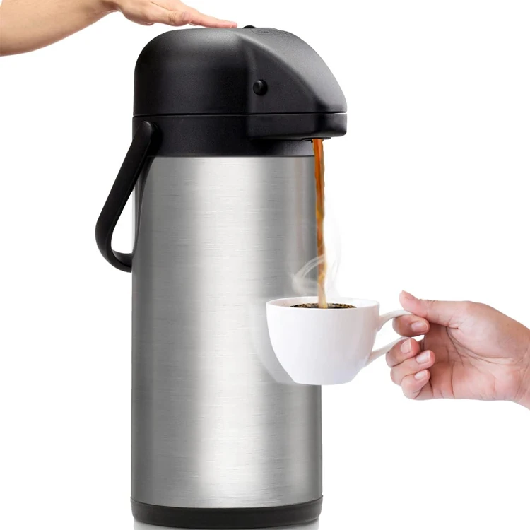 Airpot Coffee Dispenser with Pump Double Wall Vacuum Insulated Carafe Party Chocolate Drinks Thermal Beverage Dispenser 3L 4L