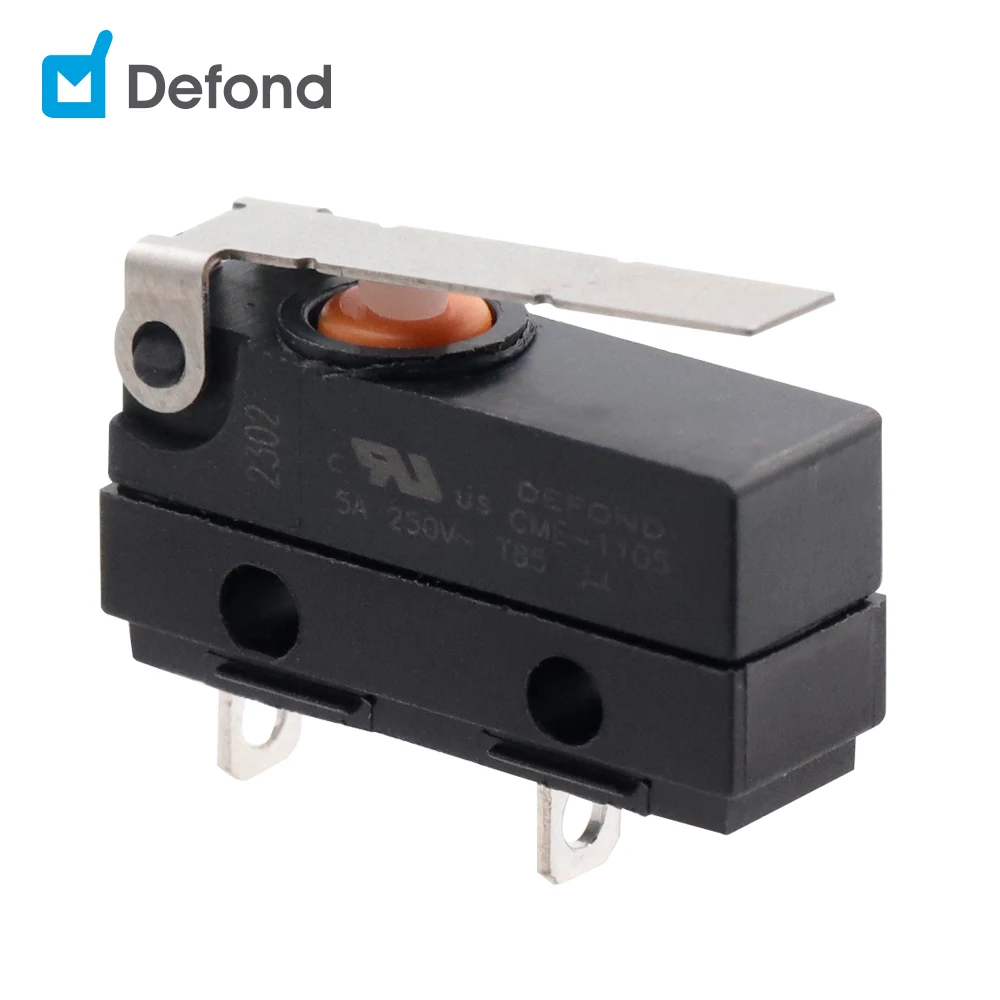 Defond manufacturer micro lever switches 2pin 5A 250V T85 CME-1105-B-FAS31-03R blade micro switches ul