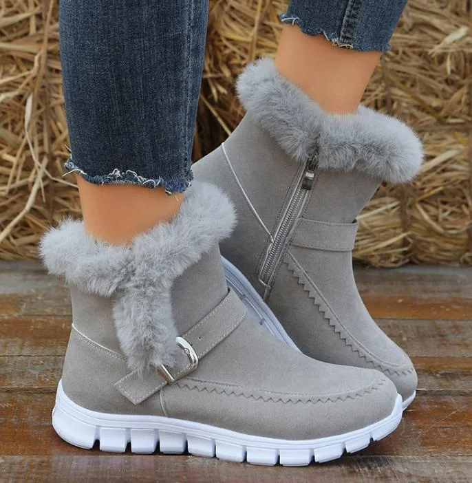 2022  fashion plush snow boots ladies winter shoes ankle warm  women shoes  boots plus size