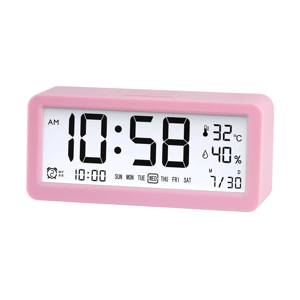 Atomic Large Table Calendar Alarm Clock with 3 Alarms , Indoor Temperature and Humidity ET745A