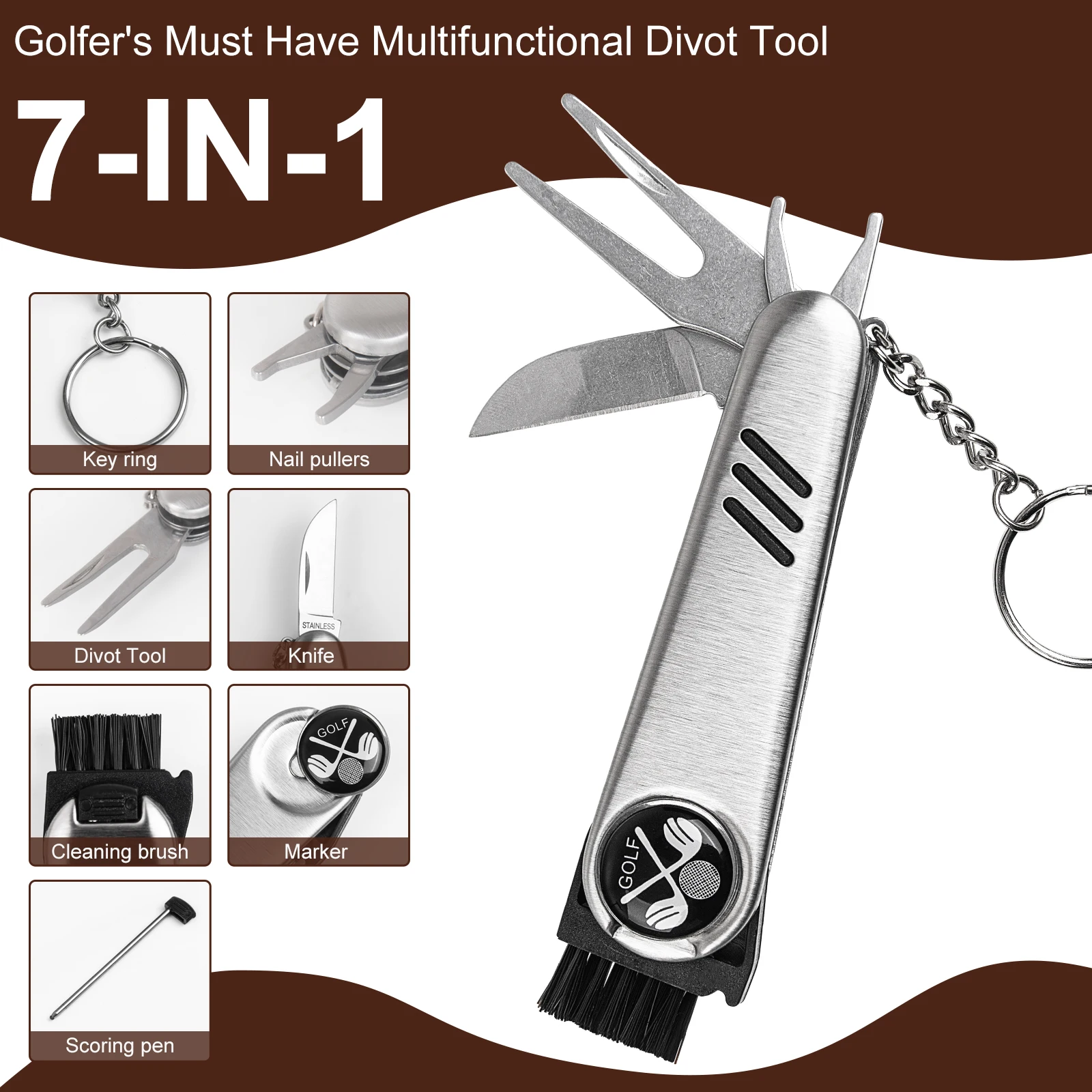 PU Leather Golf Accessories Tools Custom Logo Valuables Pouch Vintage Golf Pouch Bag with Drawstrings Golf Ball Holder Gift