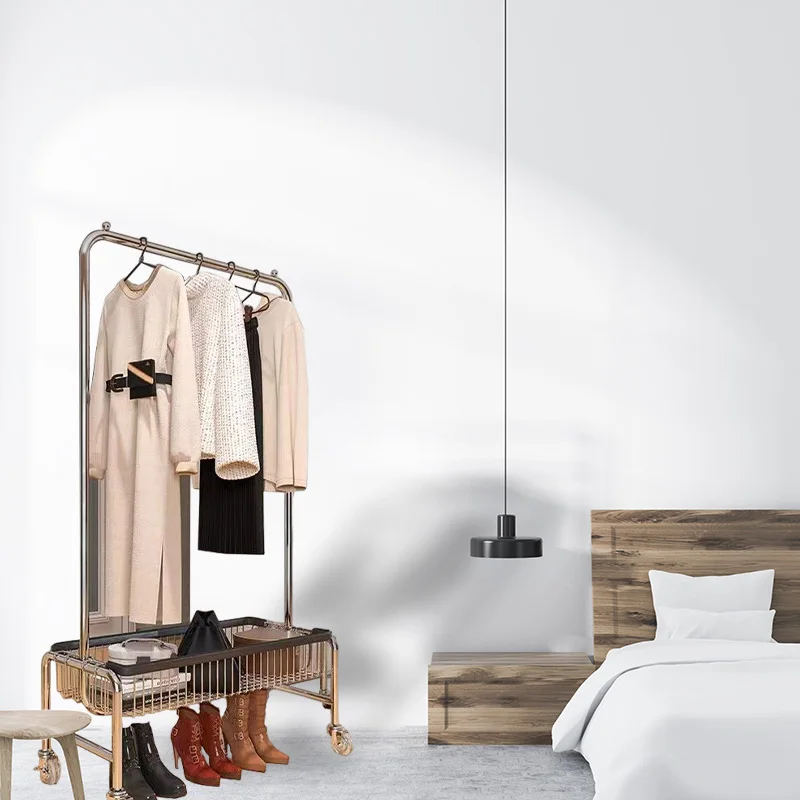 Multi-layer Clothes Shoes Rack Floor Simple Double-Pole Indoor Bedroom Clothes Rack