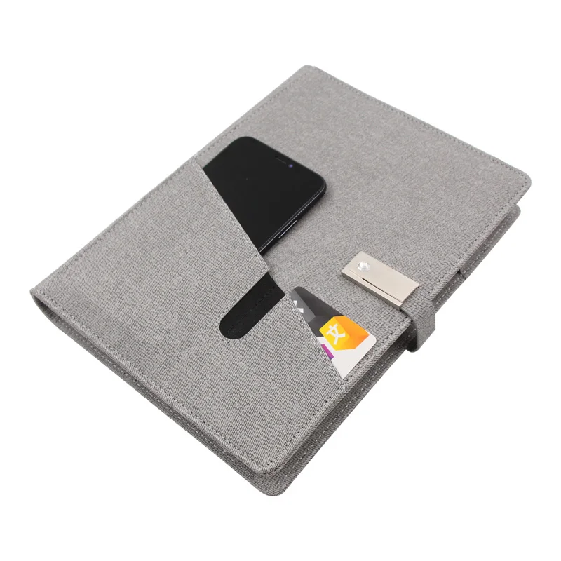 NEW Trendy Custom logo A5 size Wireless Power bank PU leather usb powerbank notebook diary